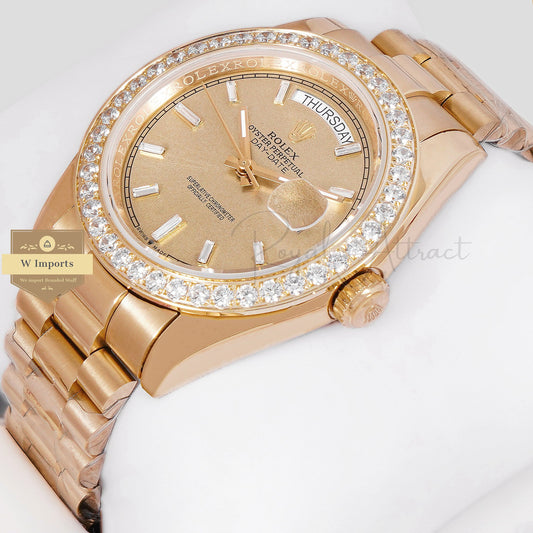 LATEST COLLECTION 40 ALL YELLOW GOLD WITH DIAL STONE BEZEL AUTOMATIC WATCH ZR FACTORY