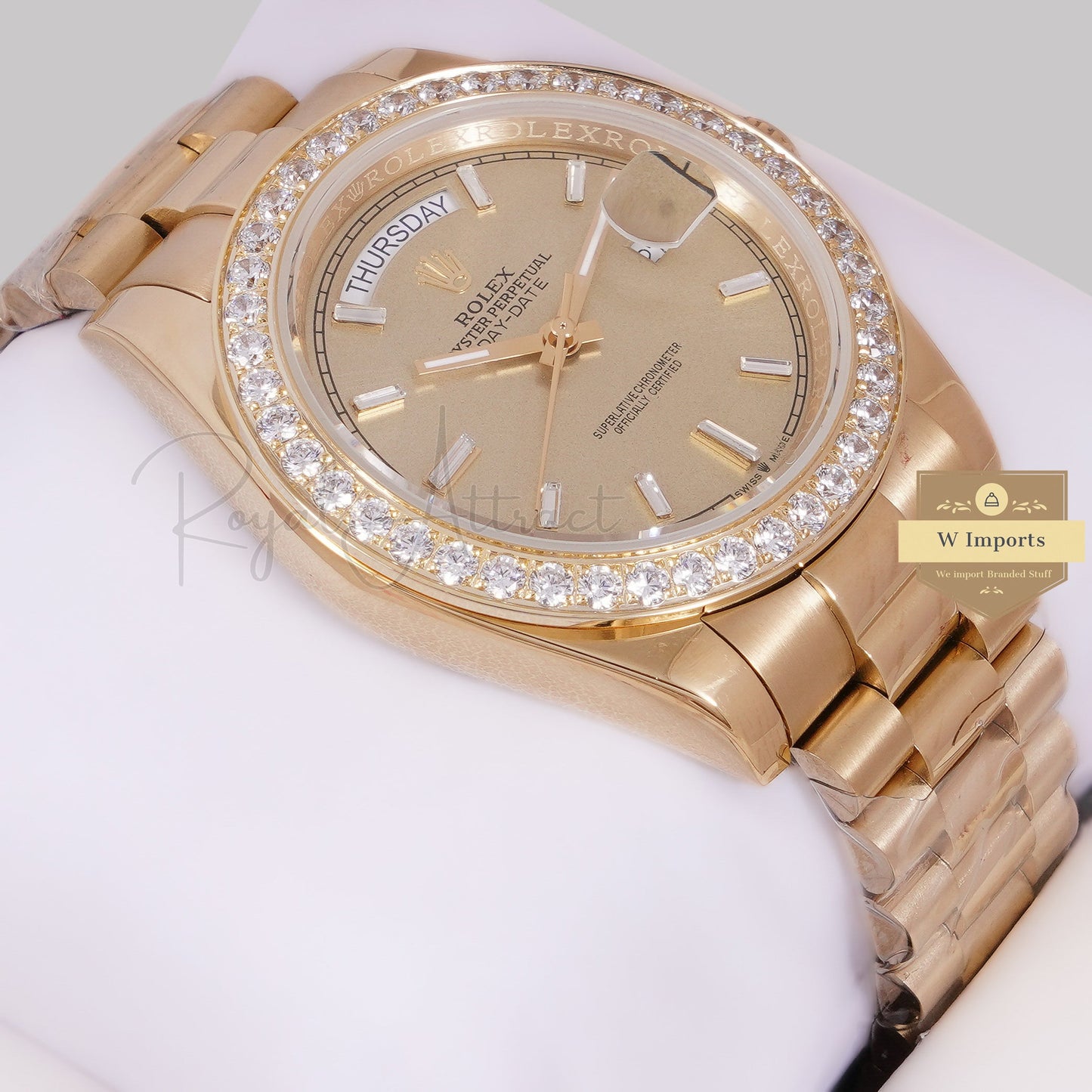 LATEST COLLECTION 40 ALL YELLOW GOLD WITH DIAL STONE BEZEL AUTOMATIC WATCH ZR FACTORY