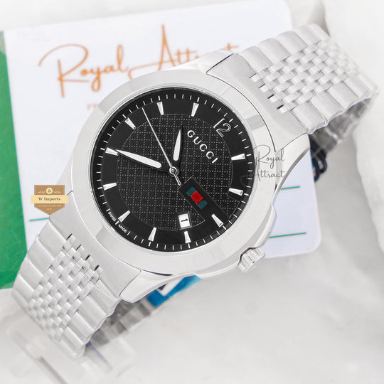 Latest Collection Silver With Black Dial Chain Watch