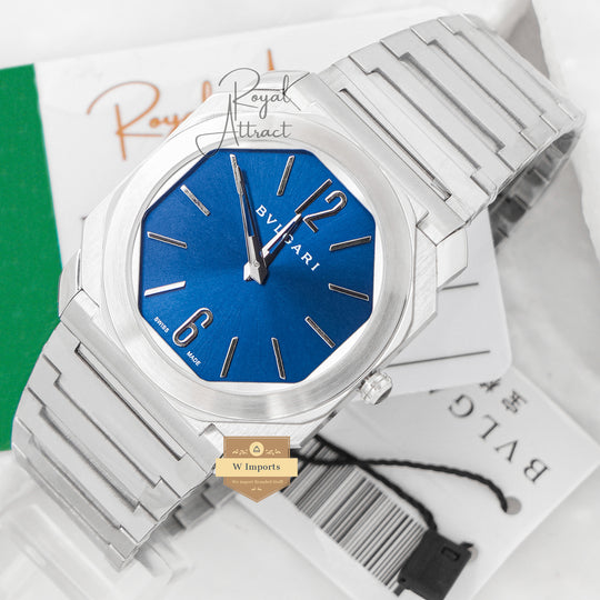 Latest Collection Ultra Slim Silver With Blue Dial Chain Watch