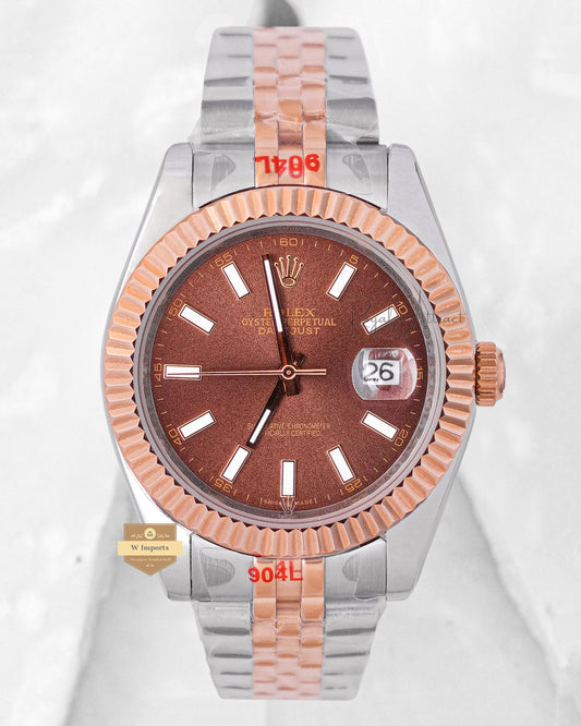 Latest Collection 41 Two Tone Rose Gold With Brown Dial & Fluted Bezel Automatic Watch ZR Factory