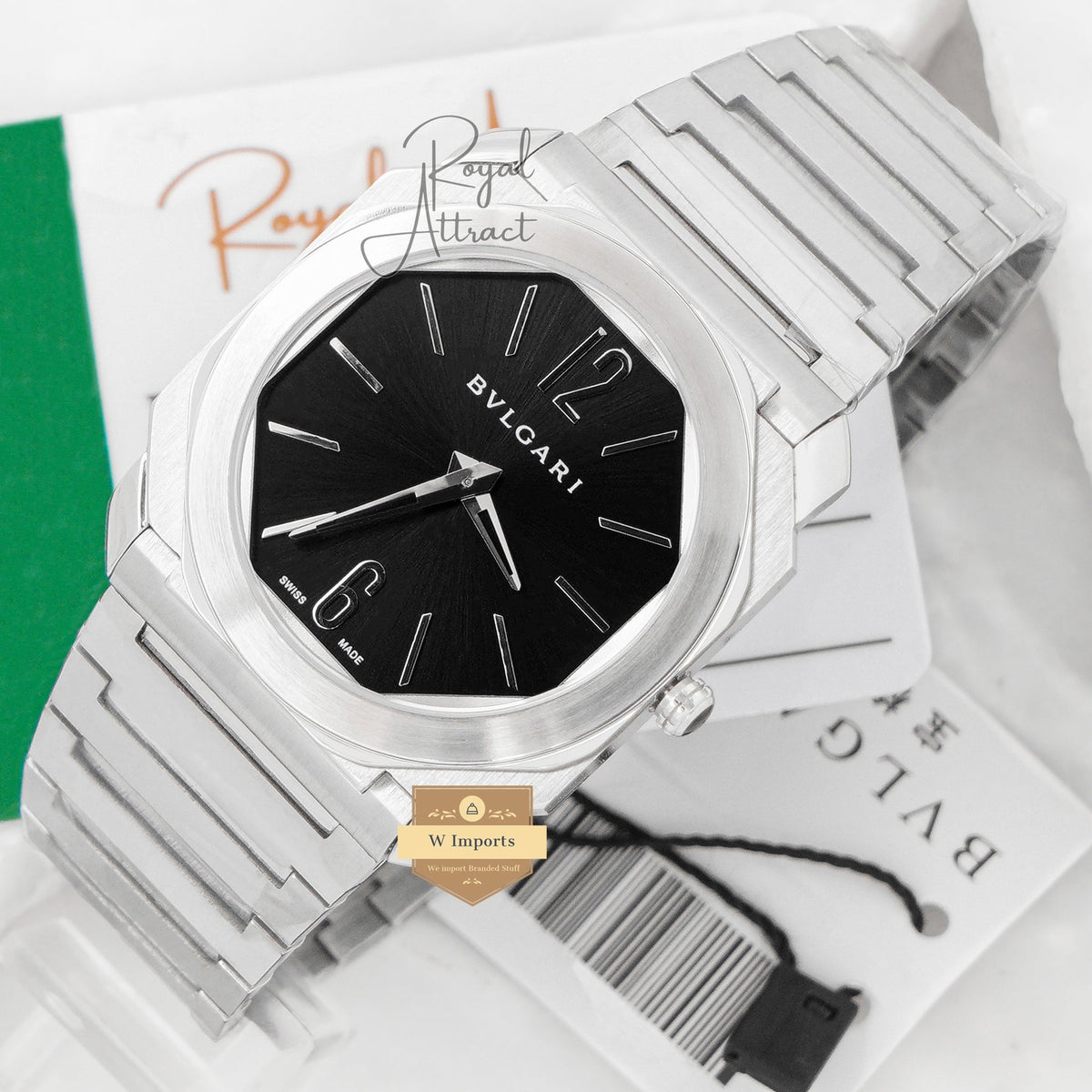 Latest Collection Ultra Slim Silver With Black  Dial Chain Watch