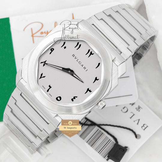 Latest Collection Ultra Slim Silver With Gray Dial Arabic Index Chain Watch