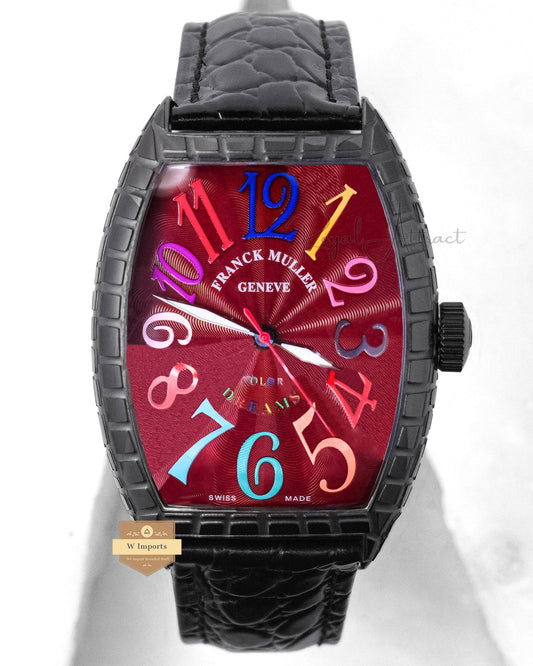 LATEST COLLECTION BLACK CASE WITH MAROON DIAL AND BLACK LEATHER STRAP
