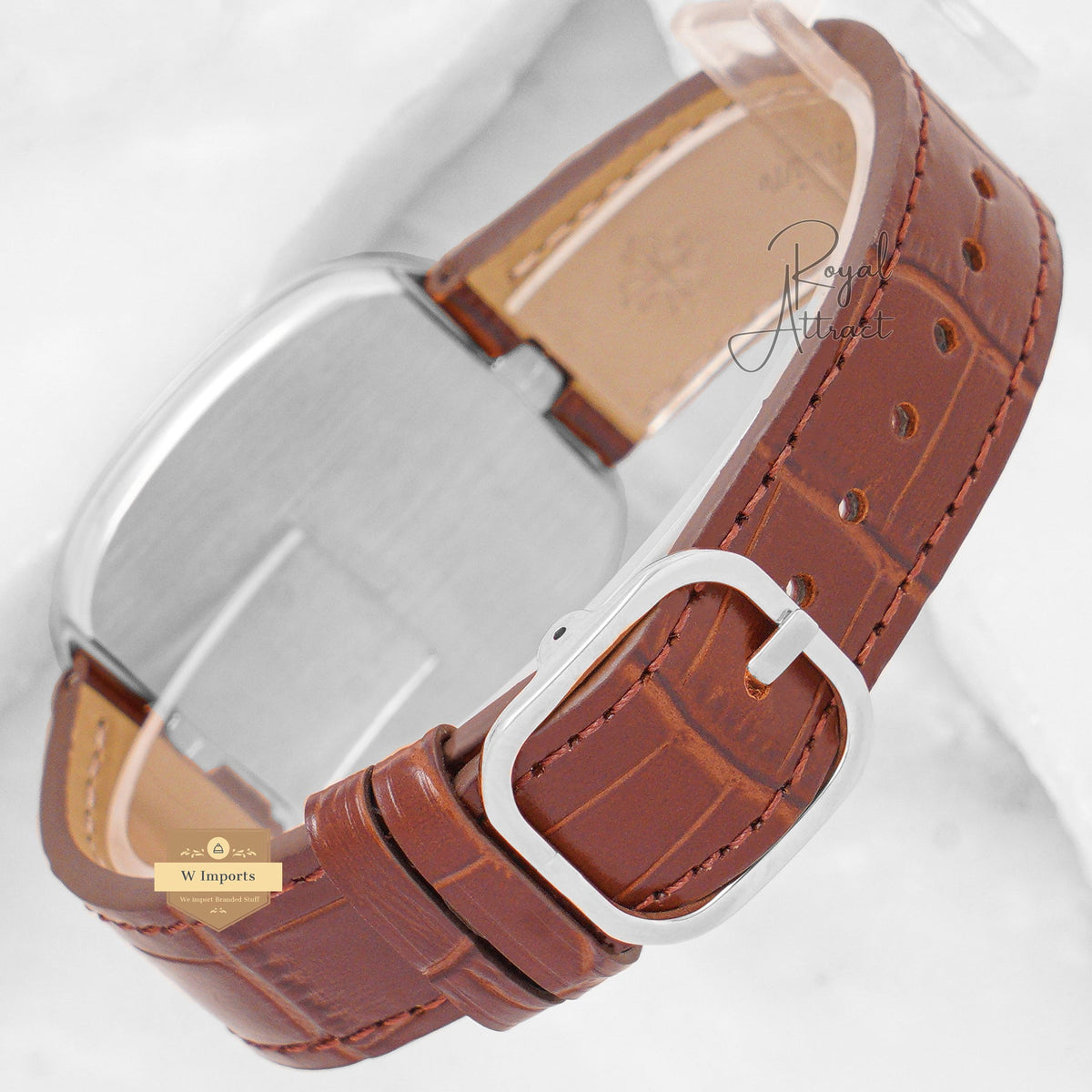 Latest Collection Silver Case With Dial & Leather Strap