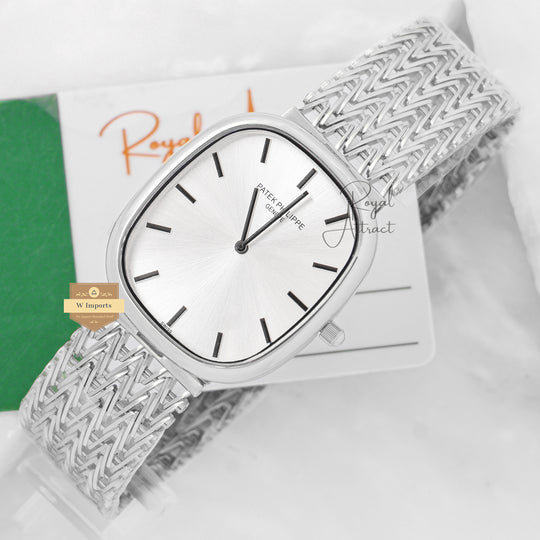 Latest Collection Square All Silver With Dial Chain Watch