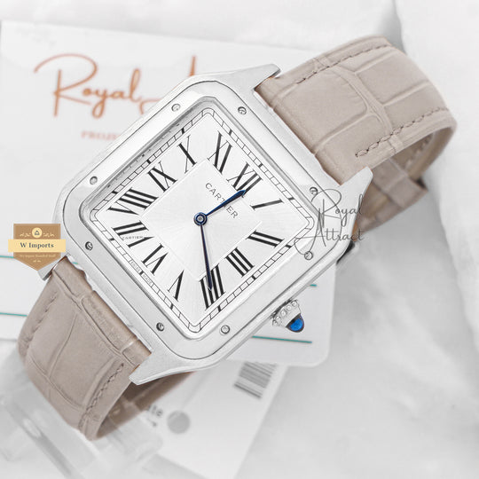 Latest Collection Silver Case With Dial And Leather Strap