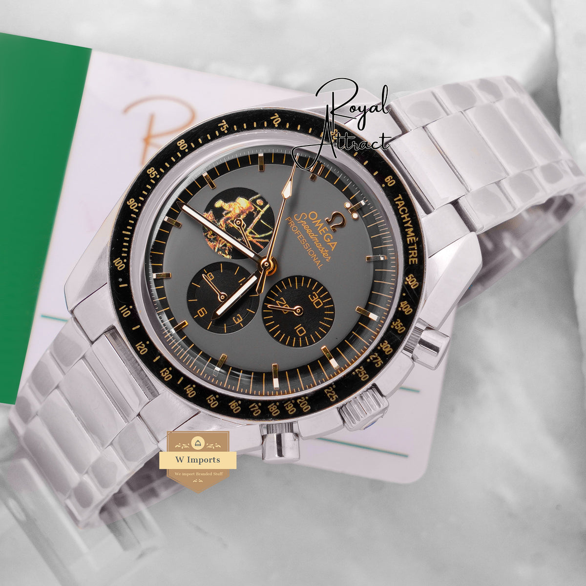 New Collection Chronograph Silver With Grey Dial Chain Watch For Men