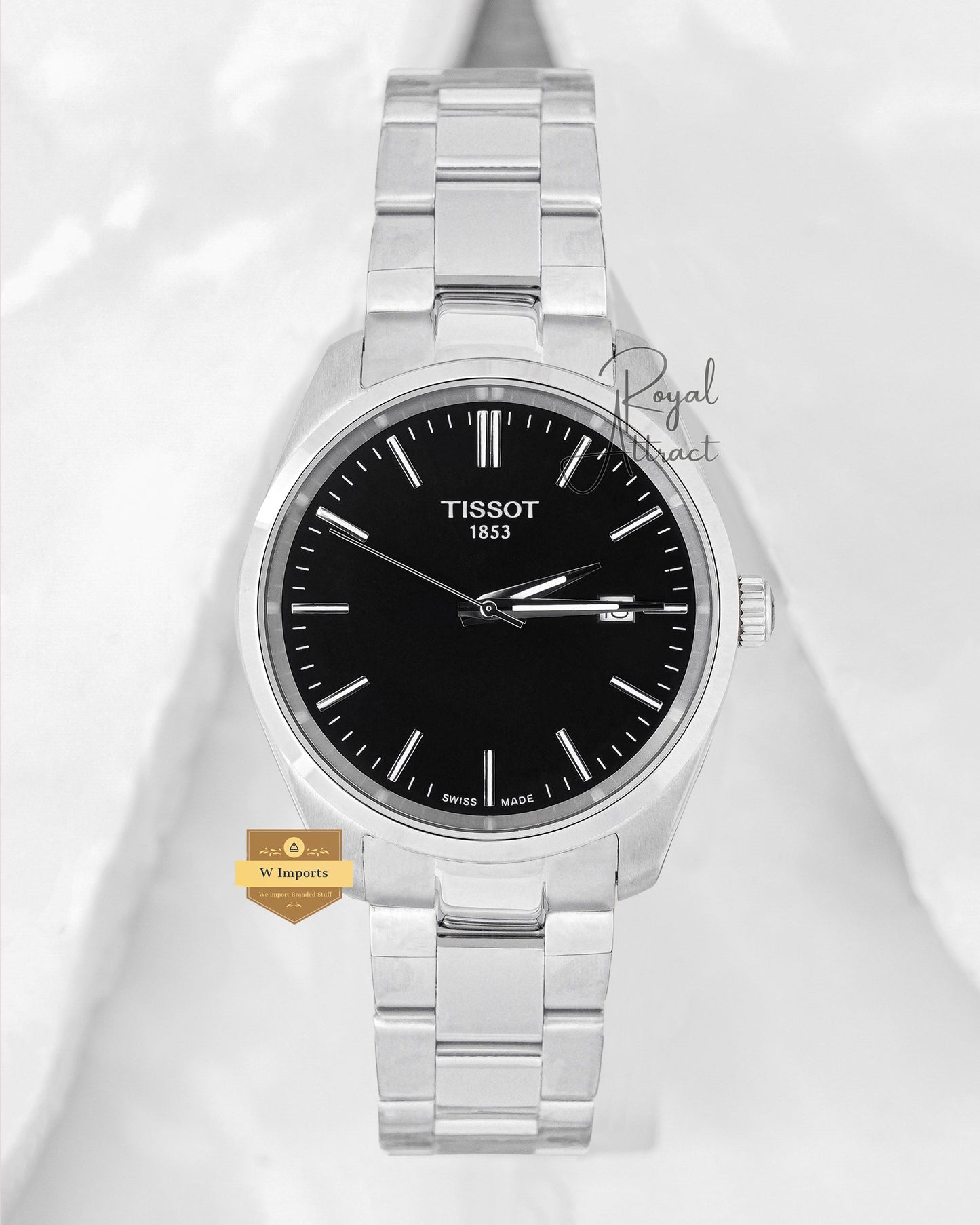 Latest Collection Silver With Black Dial Chain Watch