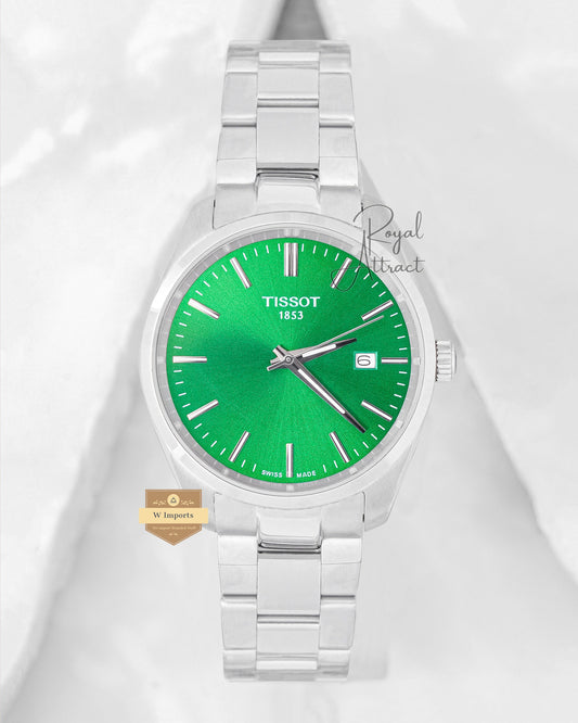 Latest Collection Silver With Green Dial Chain Watch