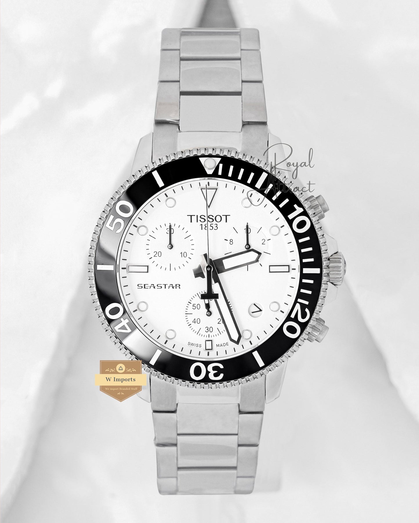 Latest Collection 1000 Chronograph Silver With White Dial Chain Watch