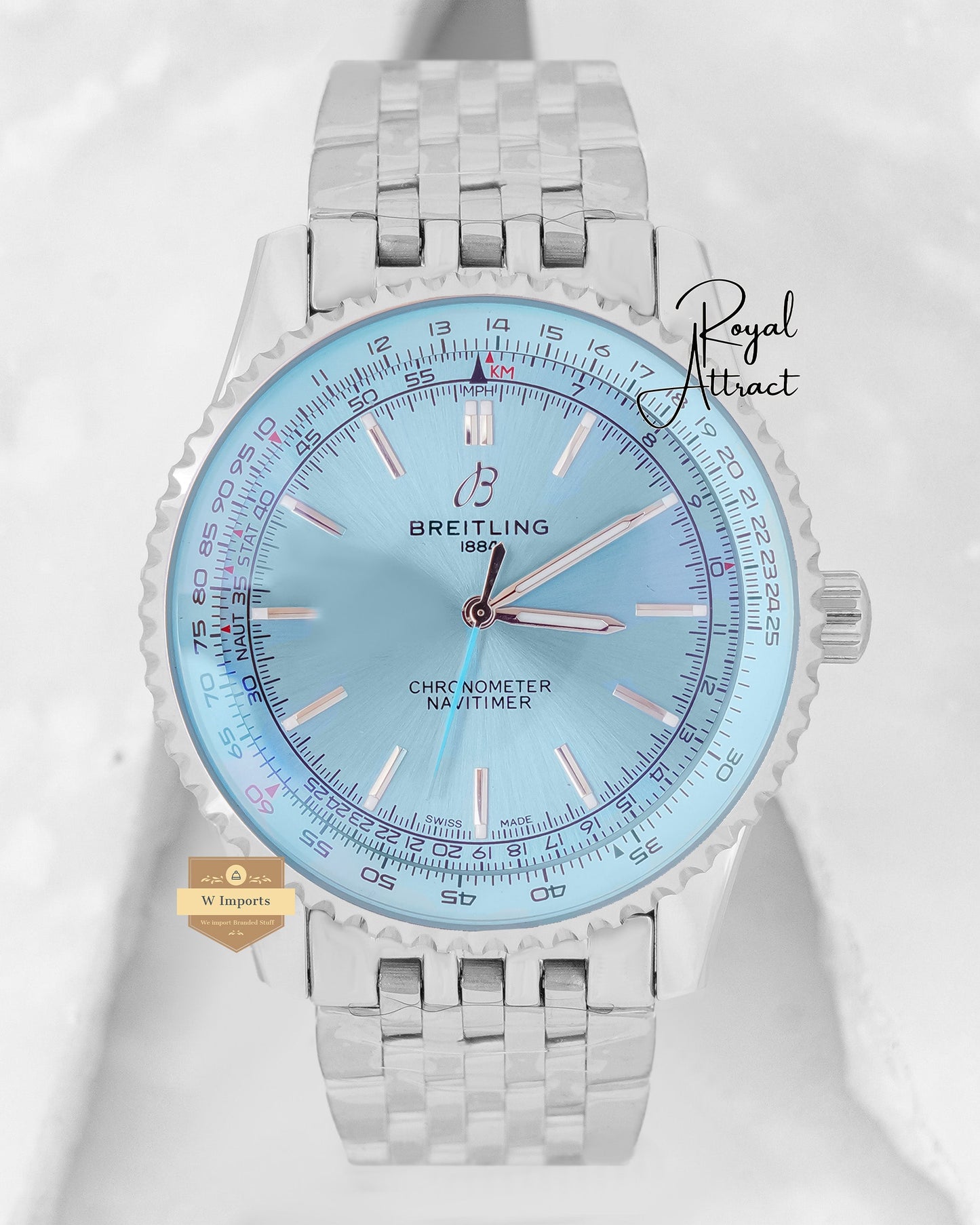 Latest Collection Silver With Sky Blue Dial Automatic Watch