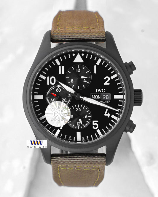 Latest Collection Chronograph Black Matt Case With Dial & Brown Nylon Strap