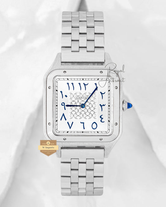 Latest Collection Silver With White Arabic Dial Chain Watch