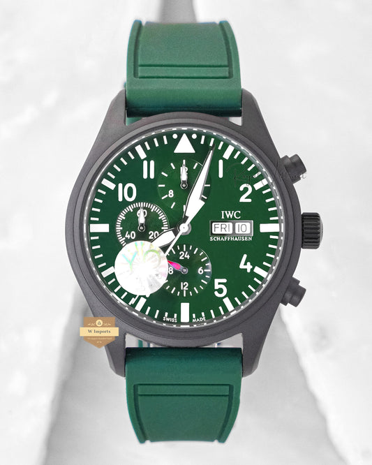 Latest Collection Chronograph Black Matt Case With Green Dial & Pvc Strap