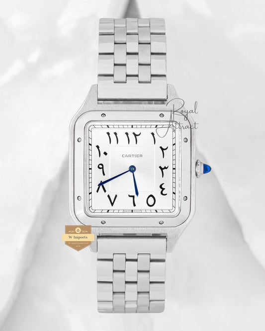Latest Collection Silver With White Arabic Dial Chain Watch
