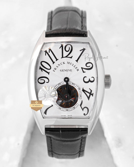 LATEST COLLECTION TOURBILLON SILVER CASE WITH WHITE DIAL AND LEATHER STRAP