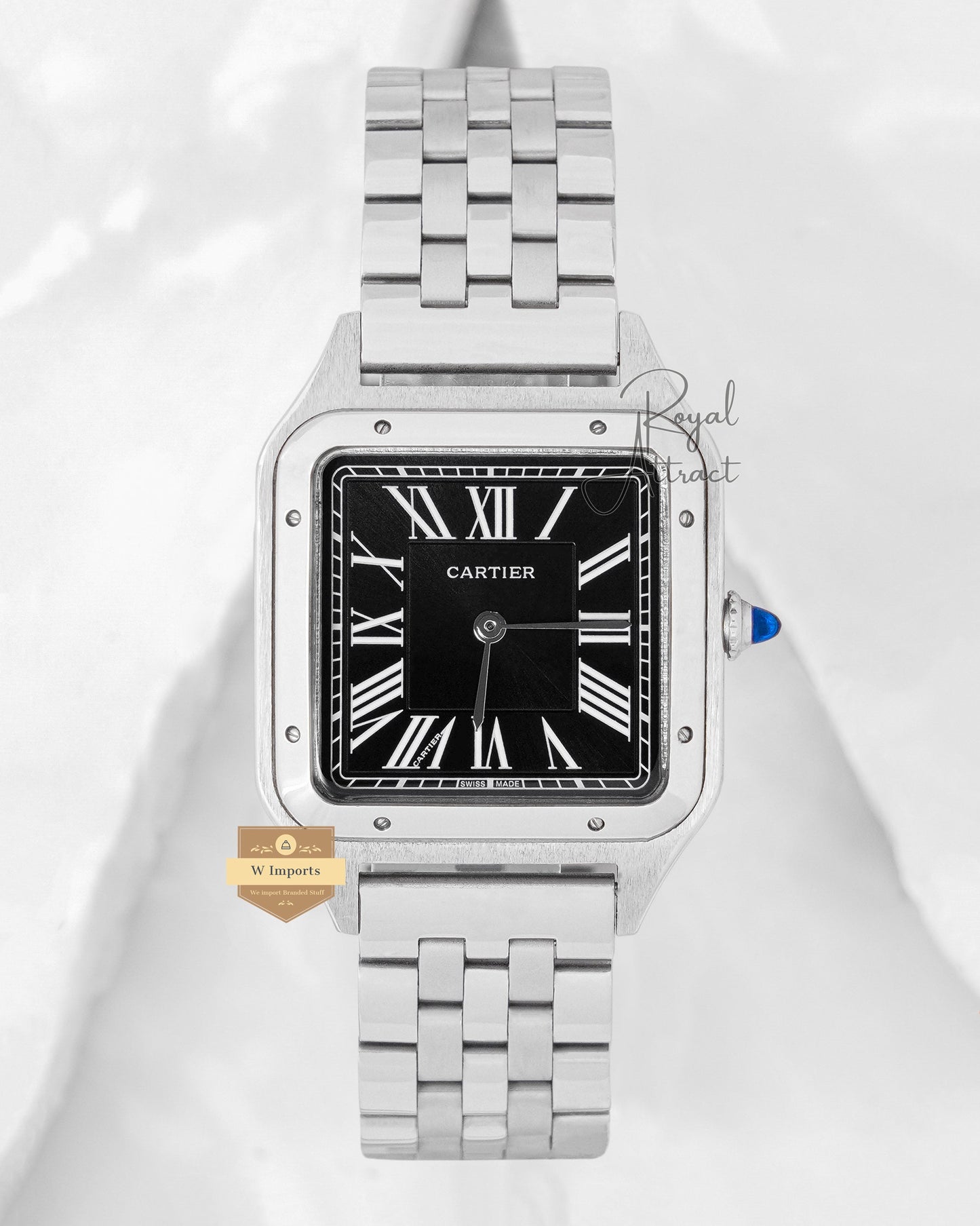 Latest Collection Silver With Black Dial Chain Watch