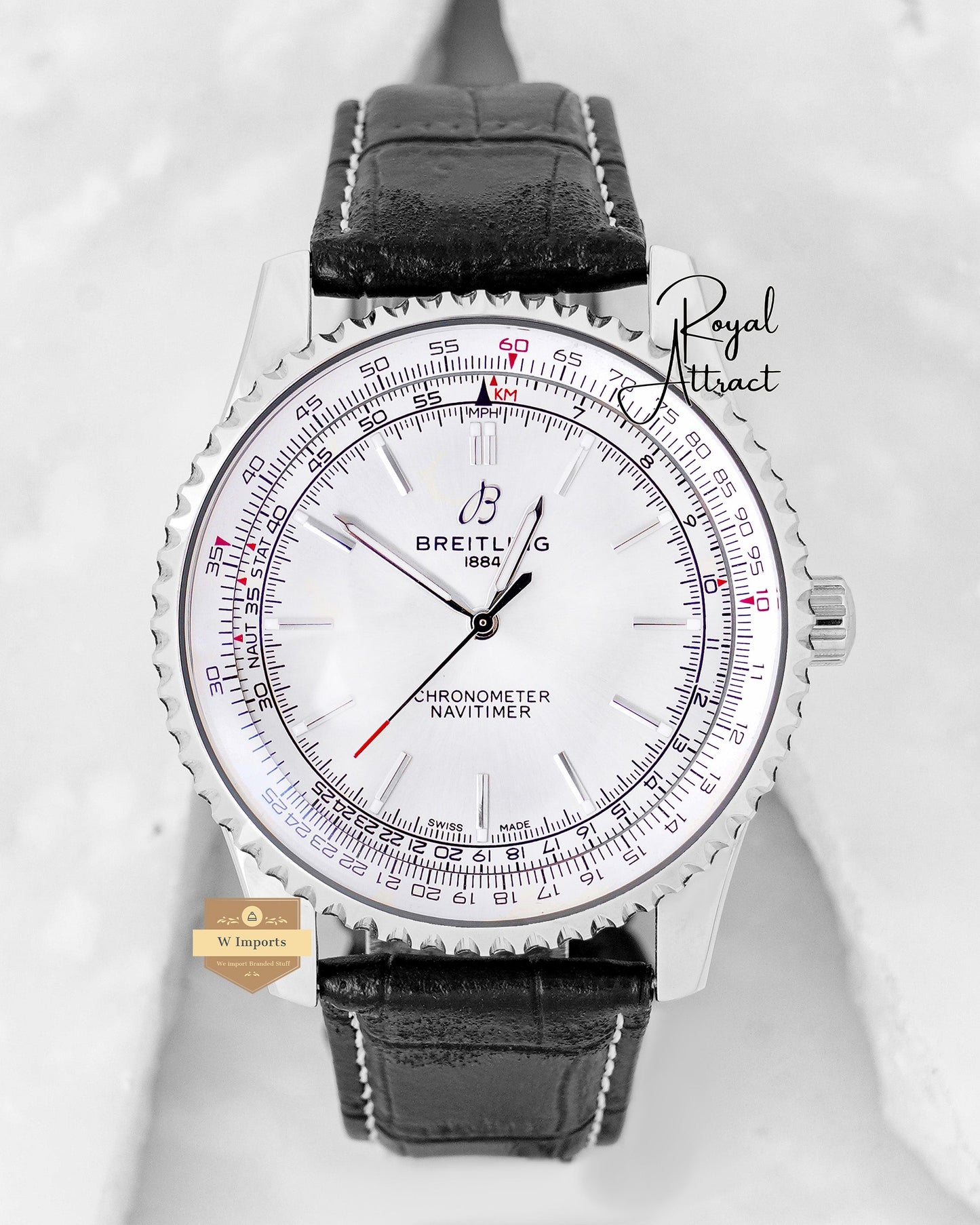 Latest Collection Silver Case With White Dial And Leather Strap Automatic Watch