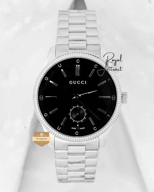 Latest Collection Silver With Black Dial Chain Watch