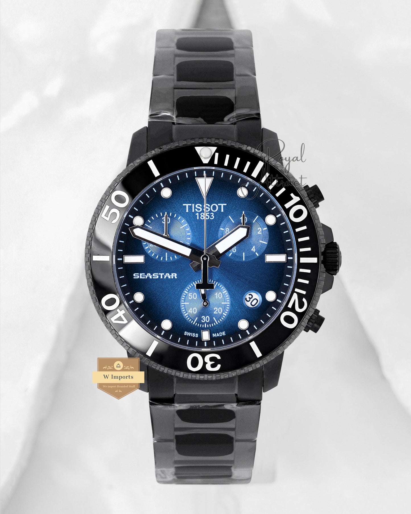 Latest Collection 1000 Chronograph Black With Blue Dial Chain Watch