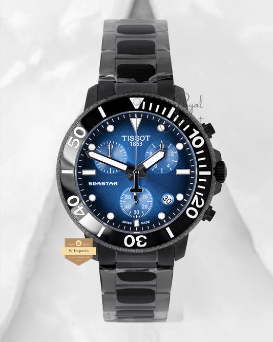 Latest Collection 1000 Chronograph Black With Blue Dial Chain Watch