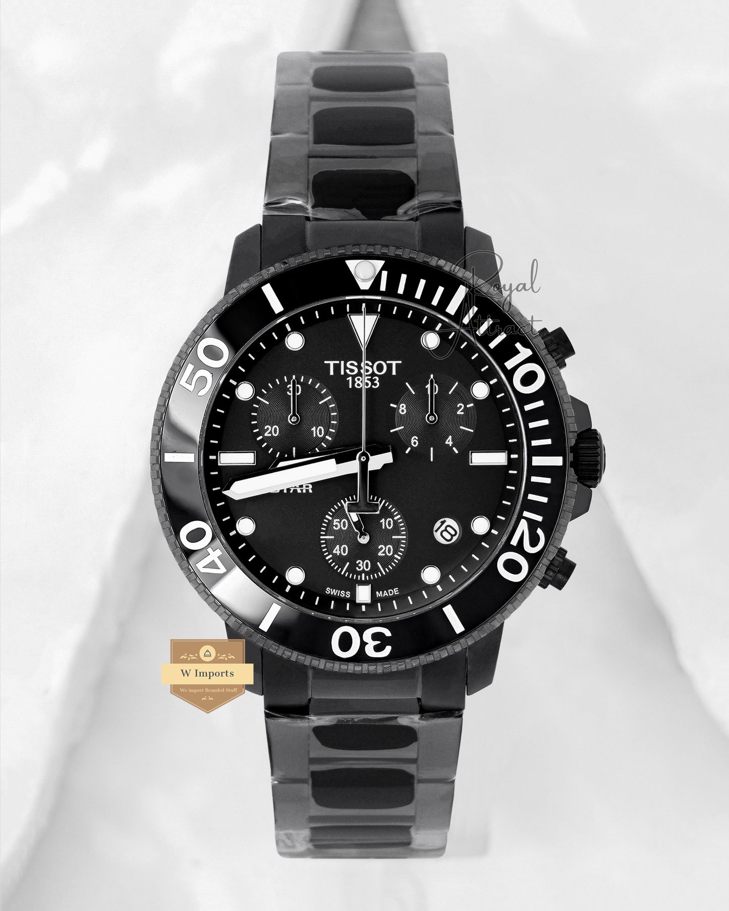 Latest Collection 1000 Chronograph All Black With Dial Chain Watch