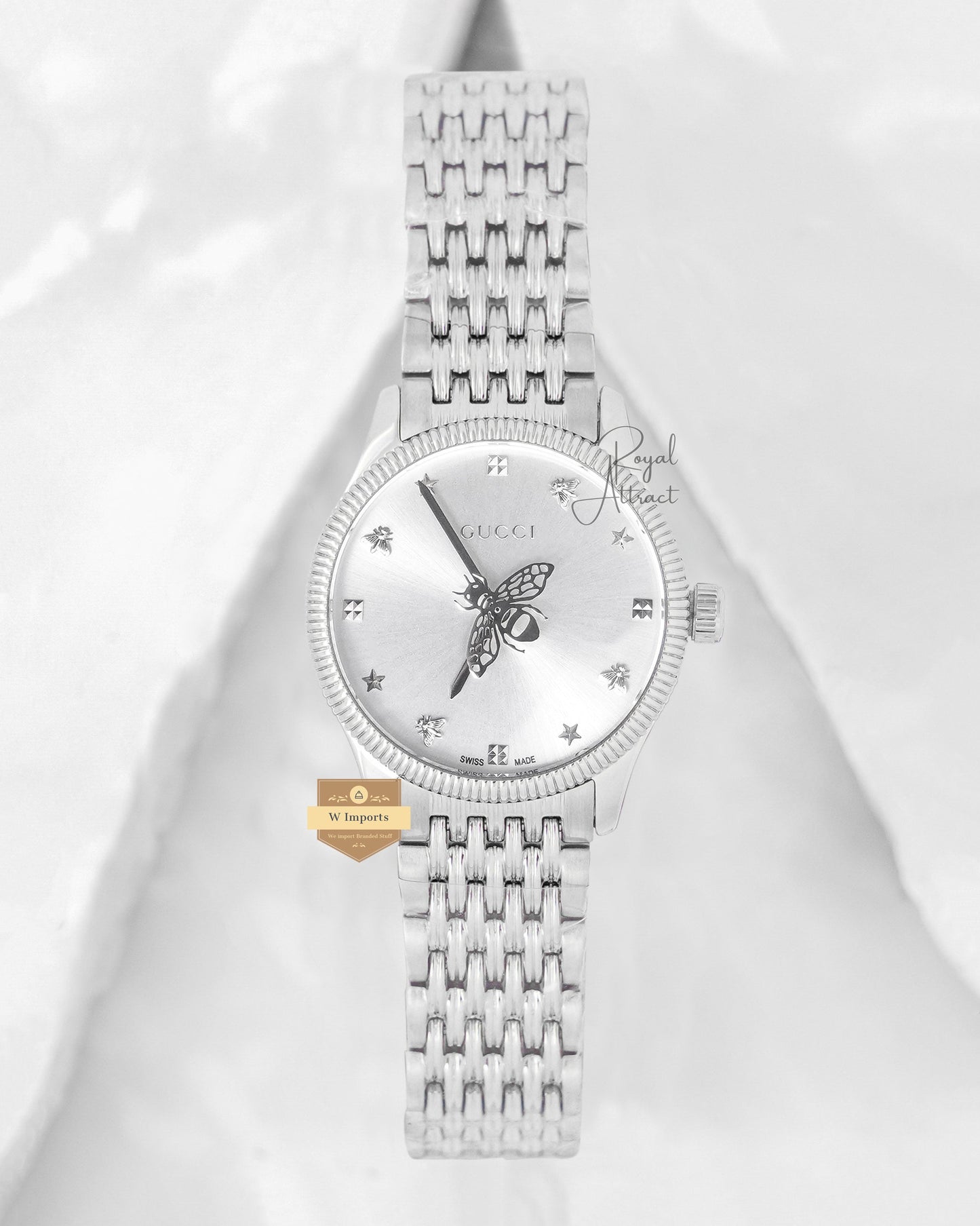 Latest Collection All Silver With Silver Bee Dial Ladies Watch