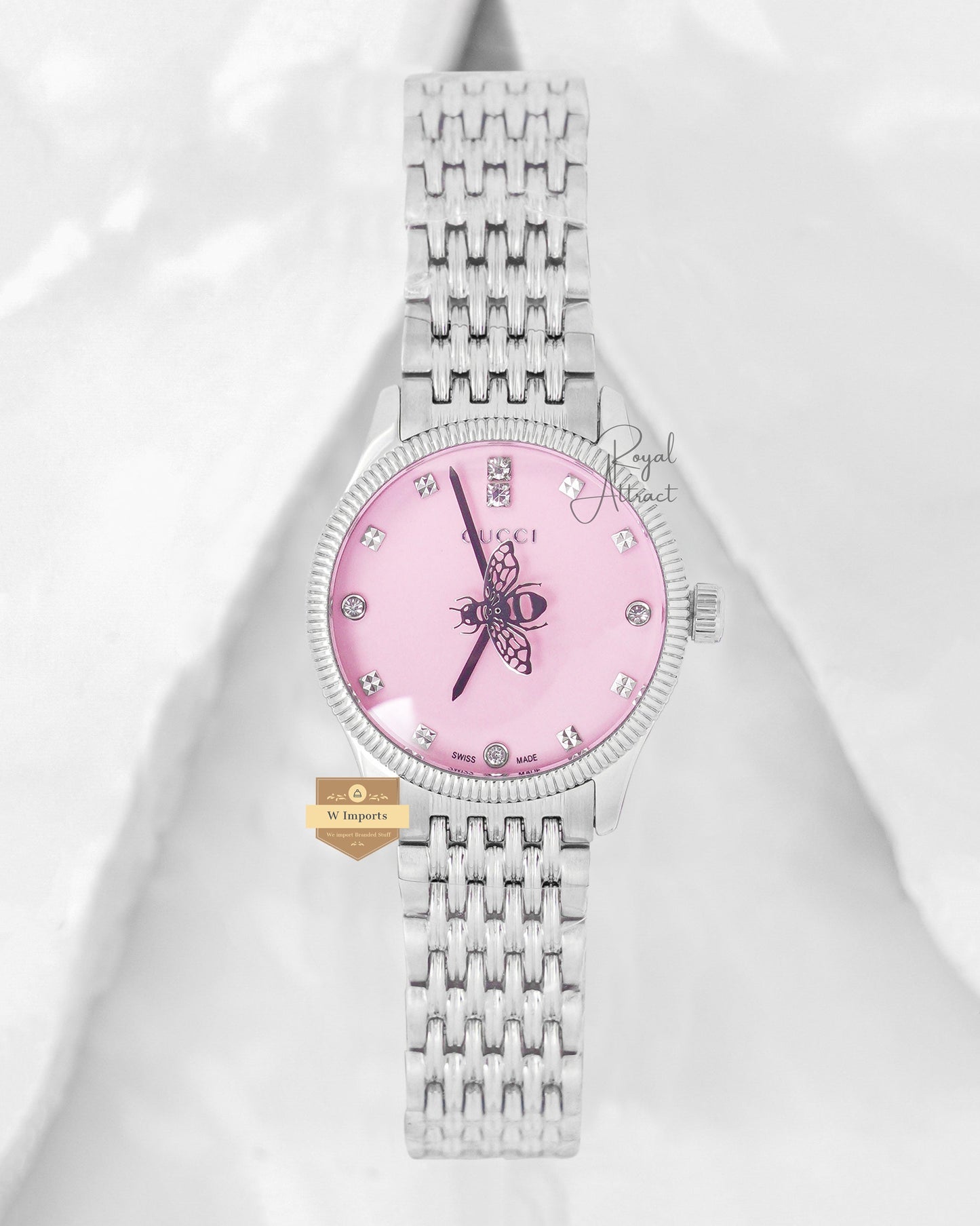Latest Collection Silver With Pink Dial Ladies Watch