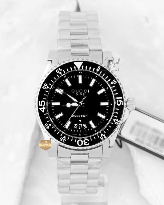 Latest Collection Silver With Black Dial Chain watch