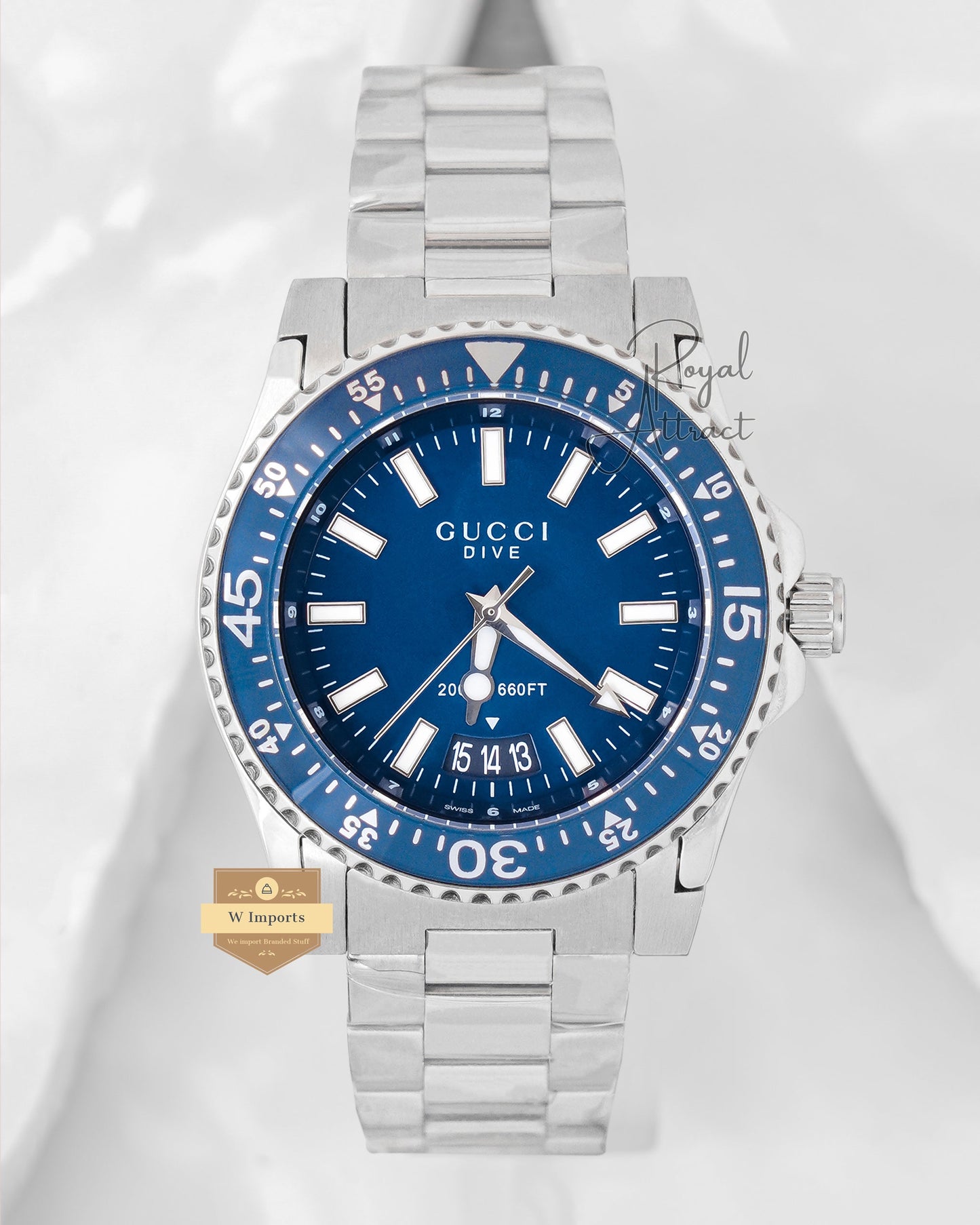 Latest Collection Silver With Blue Dial Bezel Chain Watch