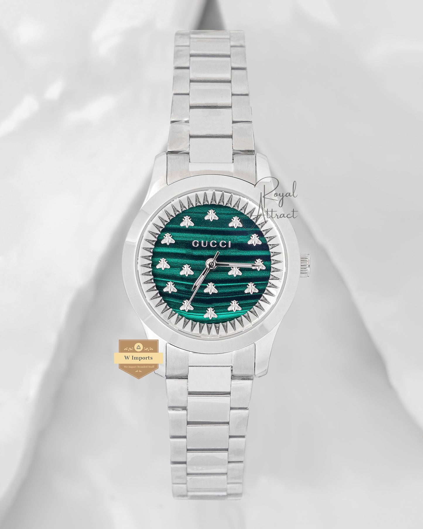 Latest Collection Bee Silver With Green Dial Ladies Watch