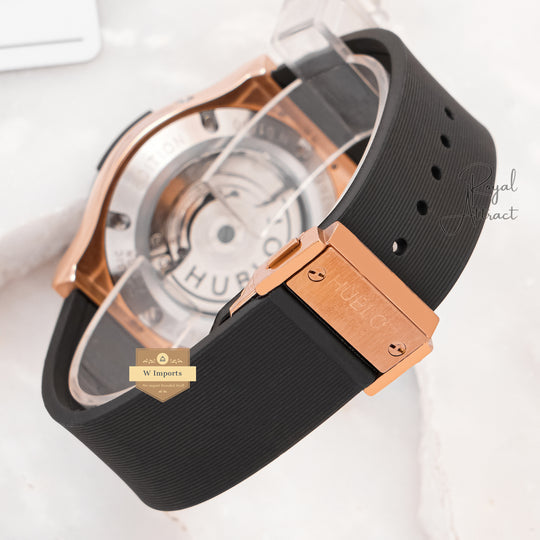 Latest Collection Torubillon Rose Gold Case With Black Bezel & Dial Pvc Strap
