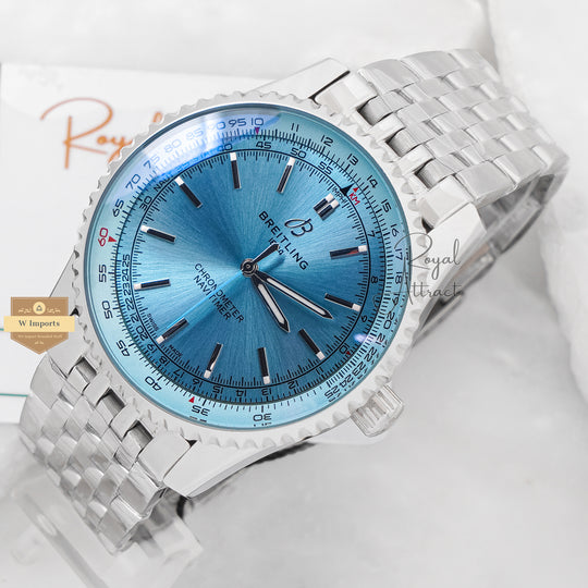 Latest Collection Silver With Sky Blue Dial Automatic Watch