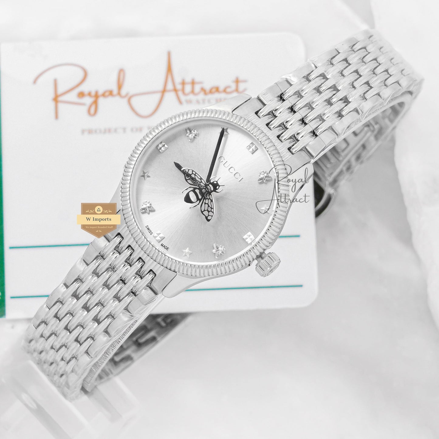 Latest Collection All Silver With Silver Bee Dial Ladies Watch