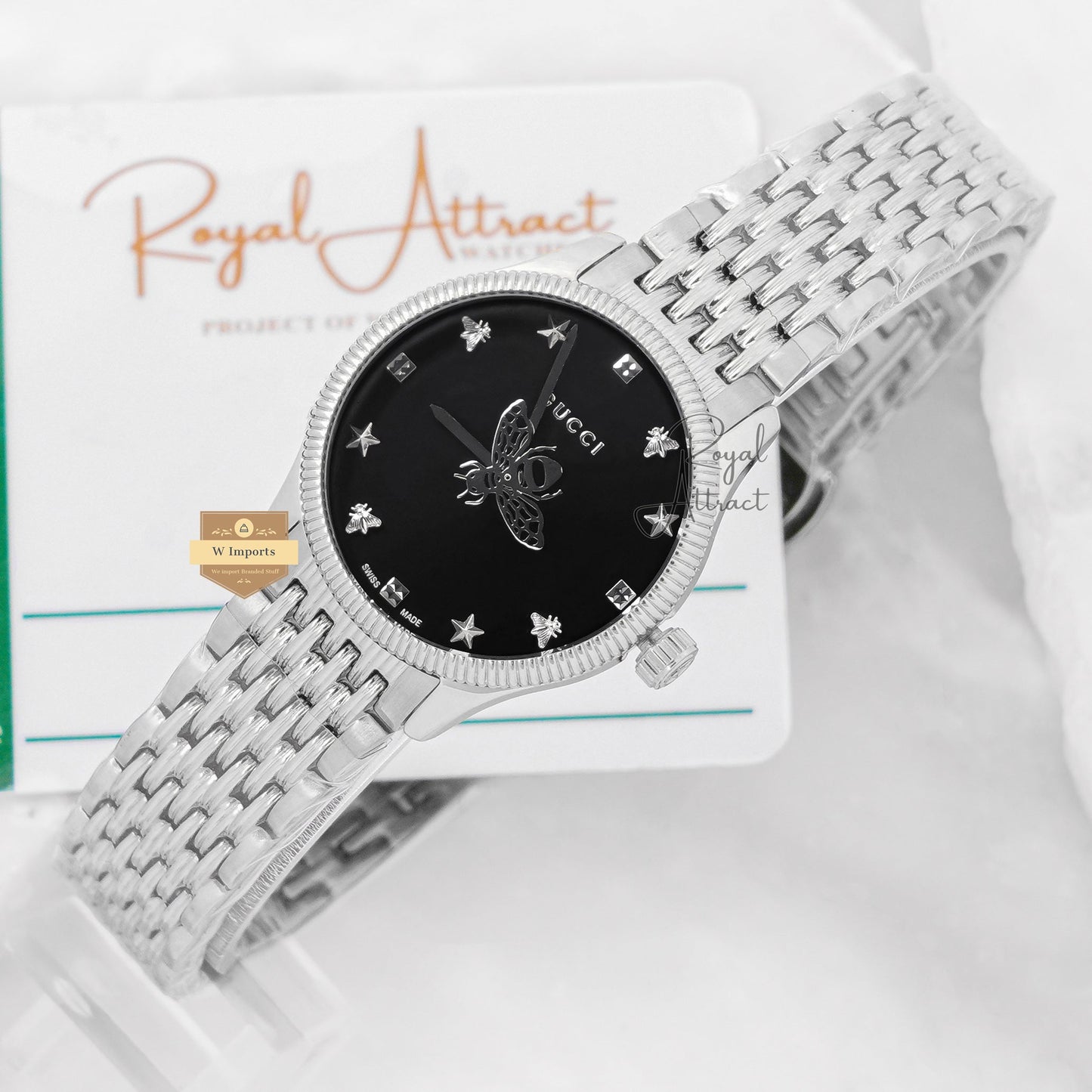 Latest Collection Silver With Black Dial Ladies Watch