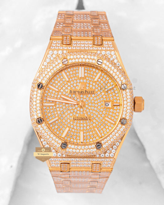 Latest Collection Full Stone All Yellow Gold With Dial Automatic Watch