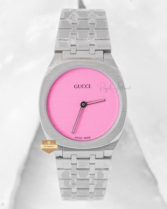 Latest Collection Silver With Pink Dial Ladies Watchlatest Collection Yellow Gold With Black Dial Stone Bezel Ladies Watch