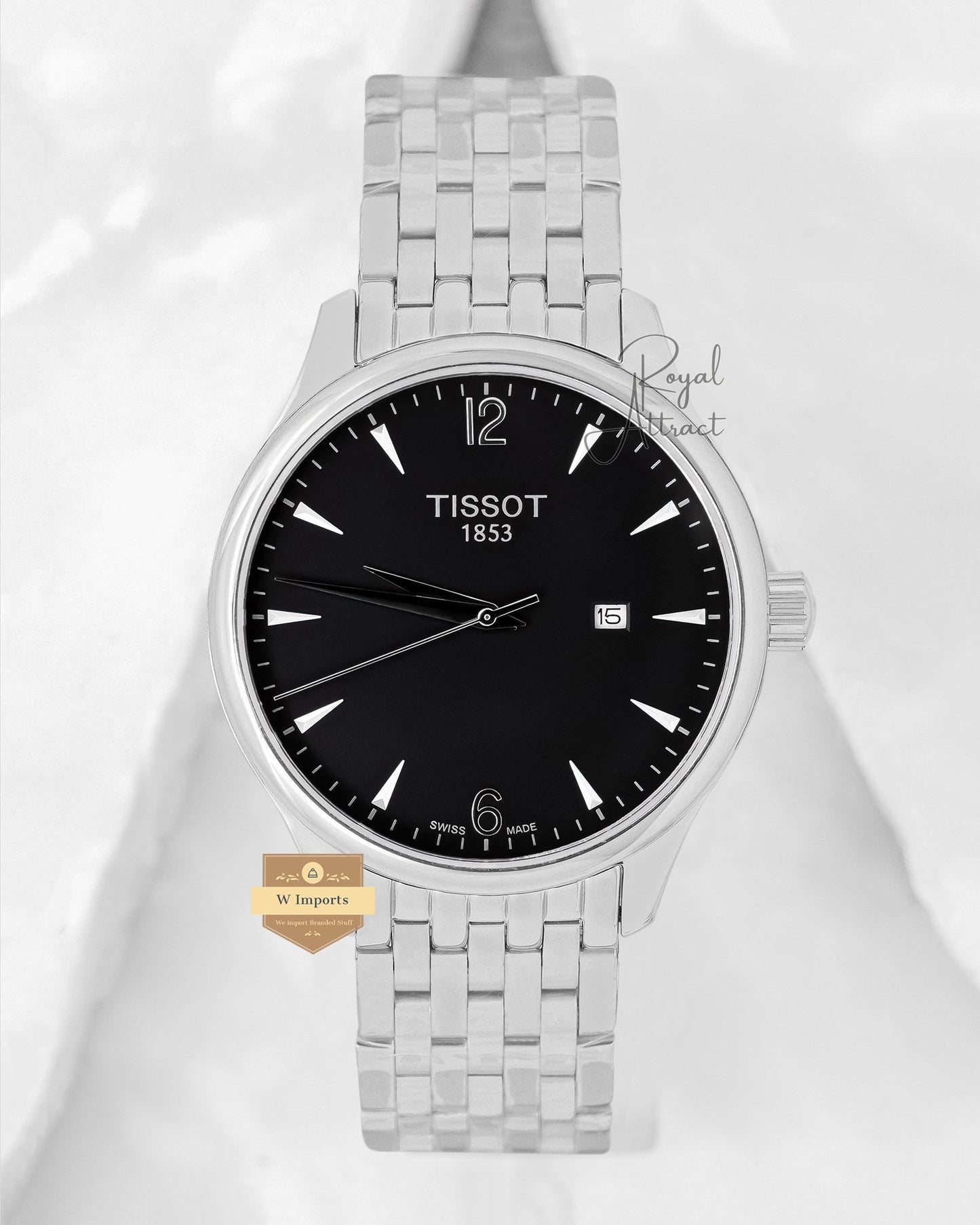Latest Collection Silver With Black Dial Chain Watch