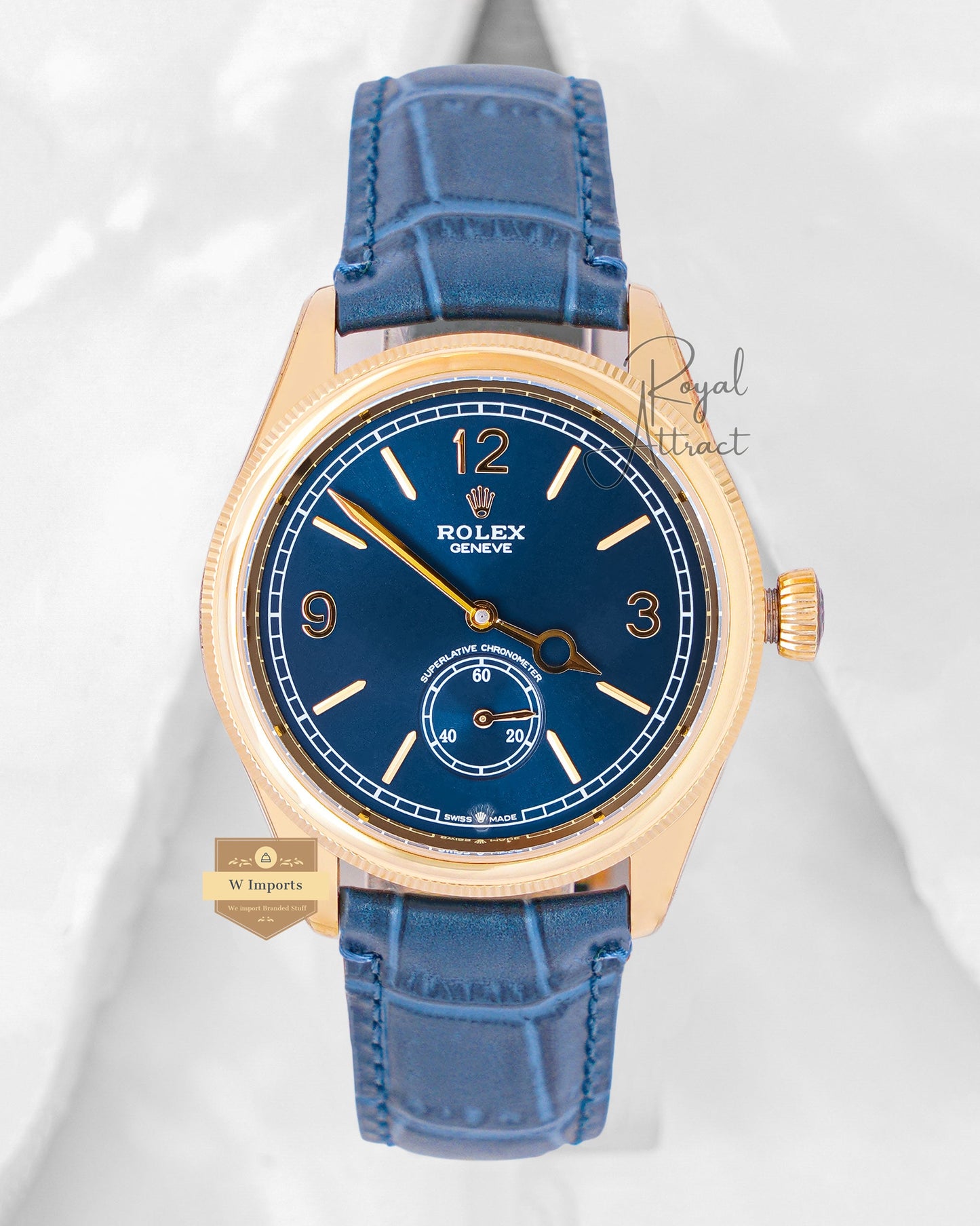 New Collection 39 Yellow Gold Case With Blue Dial And Leather Strap V3 Made