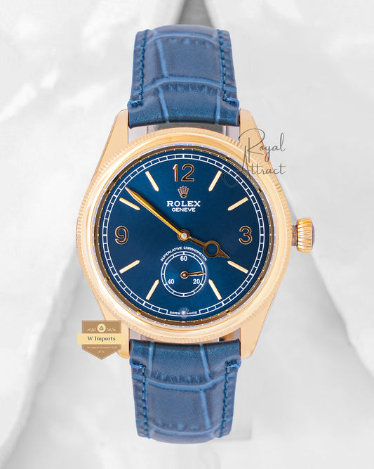New Collection 39 Yellow Gold Case With Blue Dial And Leather Strap V3 Made