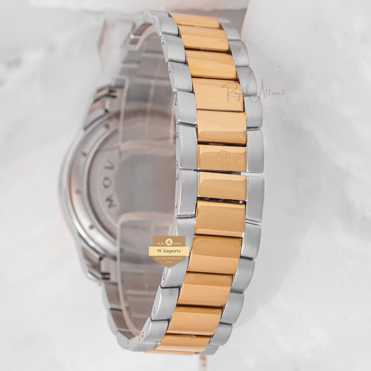 Latest Collection Two Tone Yellow Gold With Black Dial Chain Watch