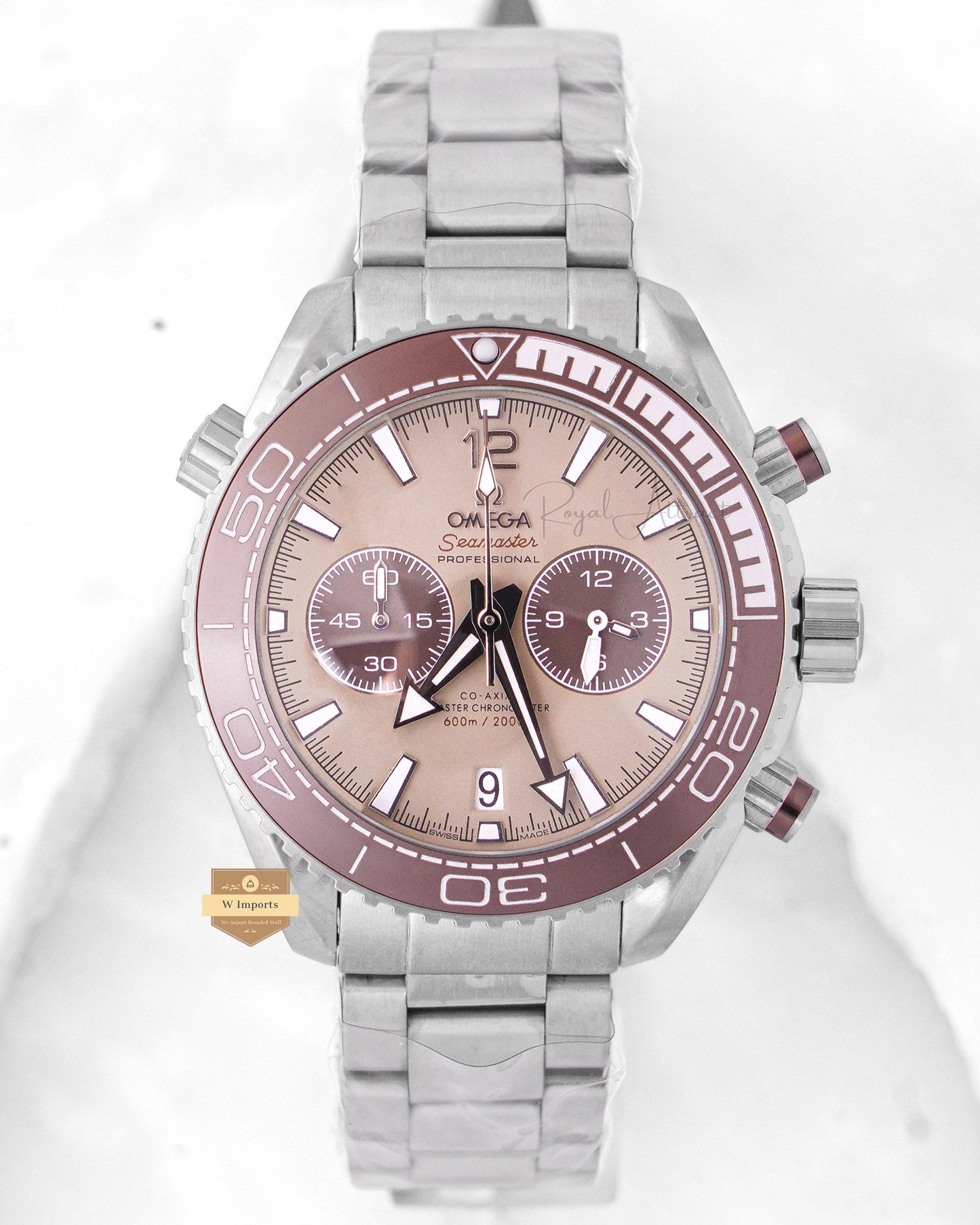 Latest Collection Chronograph Silver With Peach Dial Chain Watch