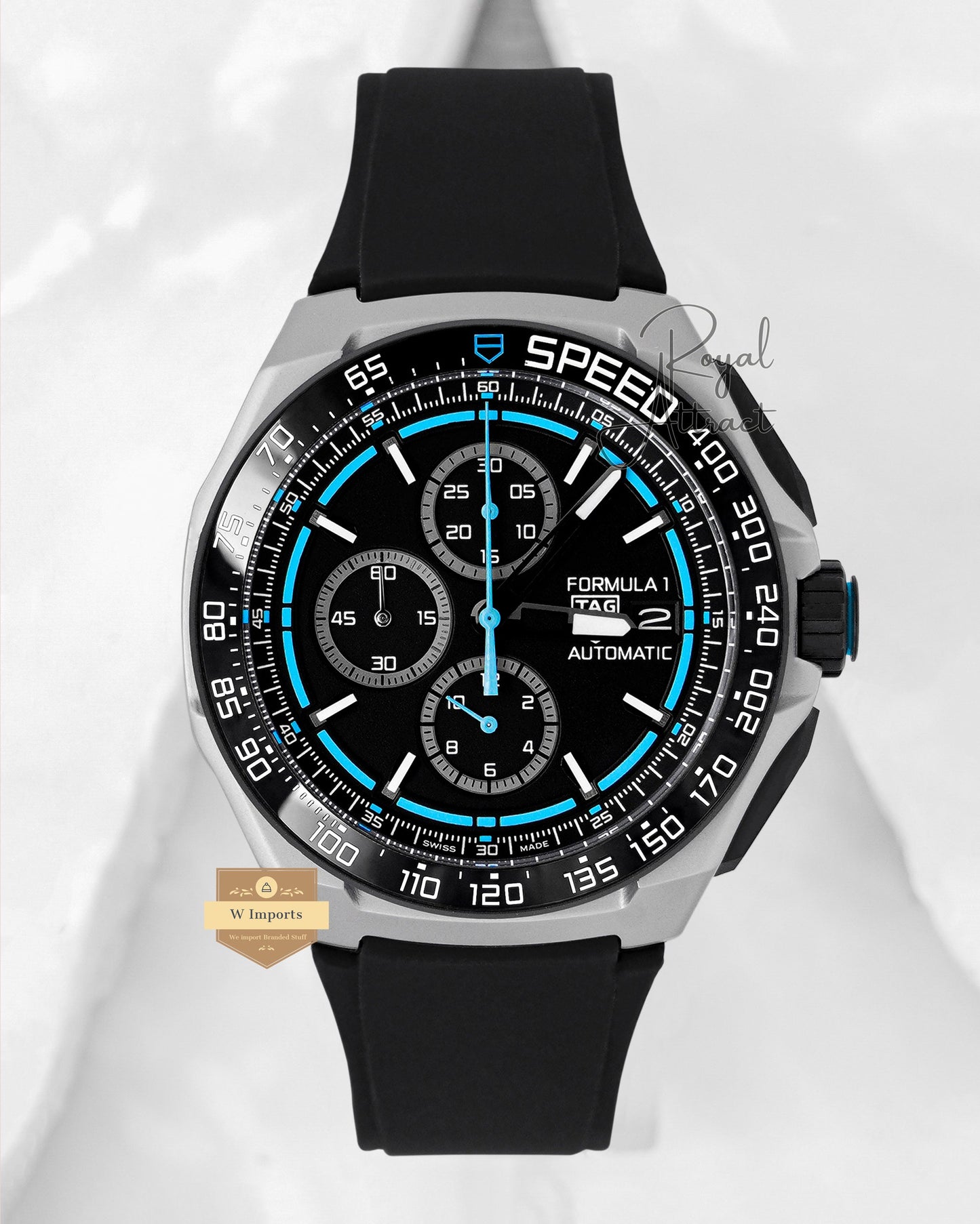Latest Collection Chronograph Silver Case With Black Dial And Strap