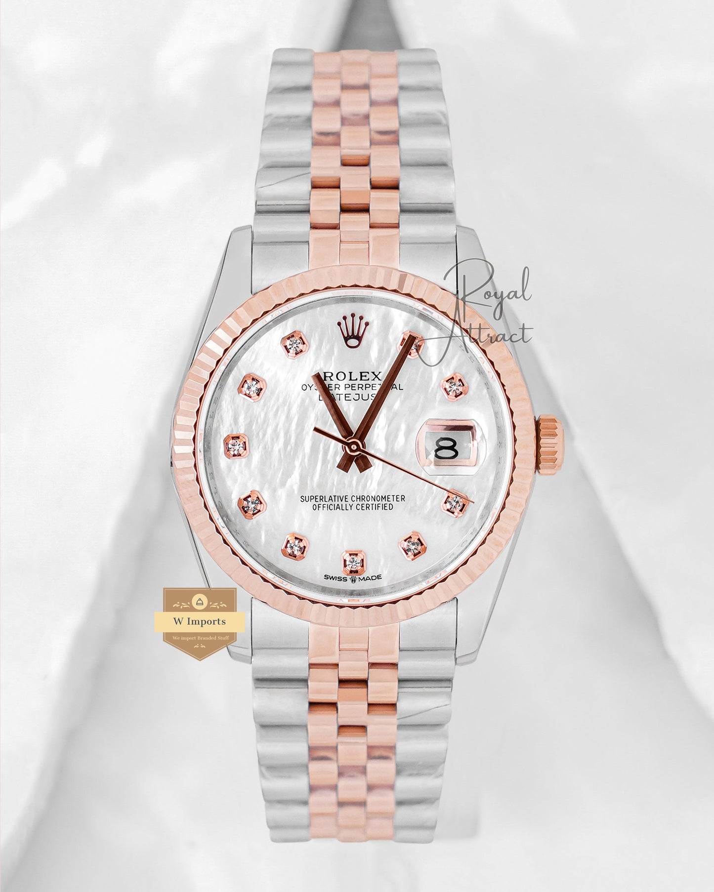 Latest Collection 36 Two Tone Rose Gold With Mother Of Pearl Dial Automatic Watch Bp Made