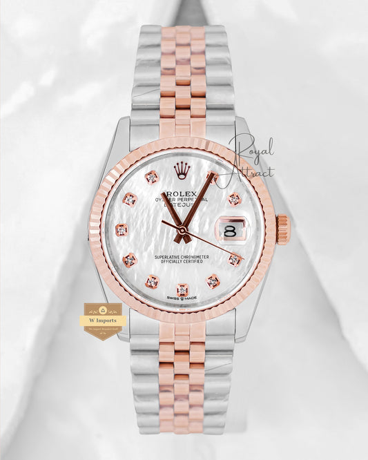 Latest Collection 36 Two Tone Rose Gold With Mother Of Pearl Dial Automatic Watch Bp Made