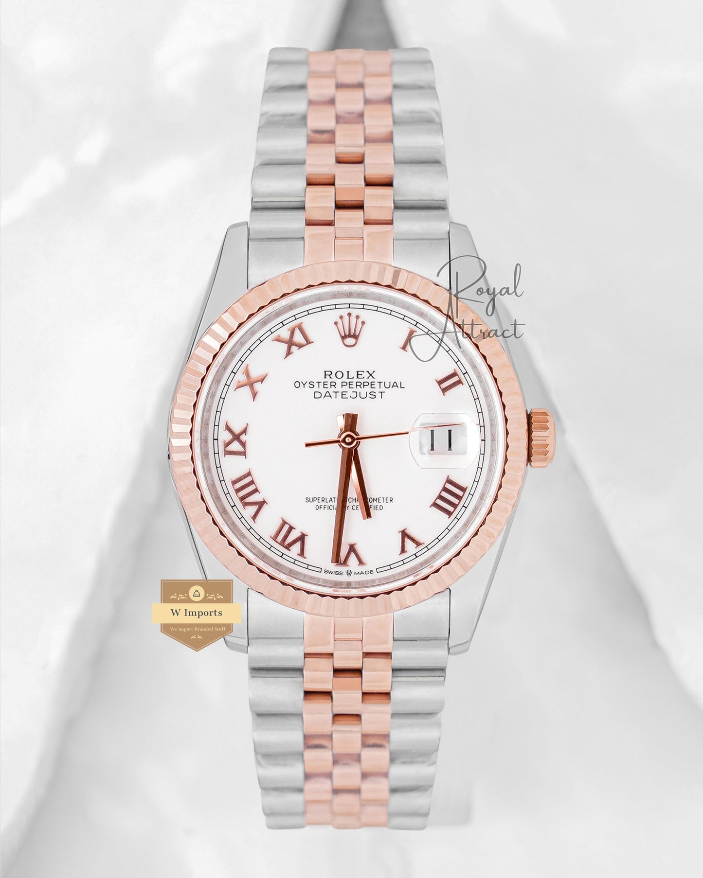 Latest Collection 36 Two Tone Rose Gold With White Dial Automatic Watch Bp Made