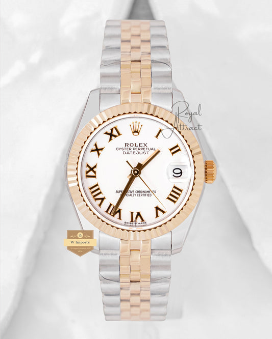 Latest Ladies Collection 31 Two Tone Yellow Gold With White Dial Fluted Bezel Automatic Watch Bp Made
