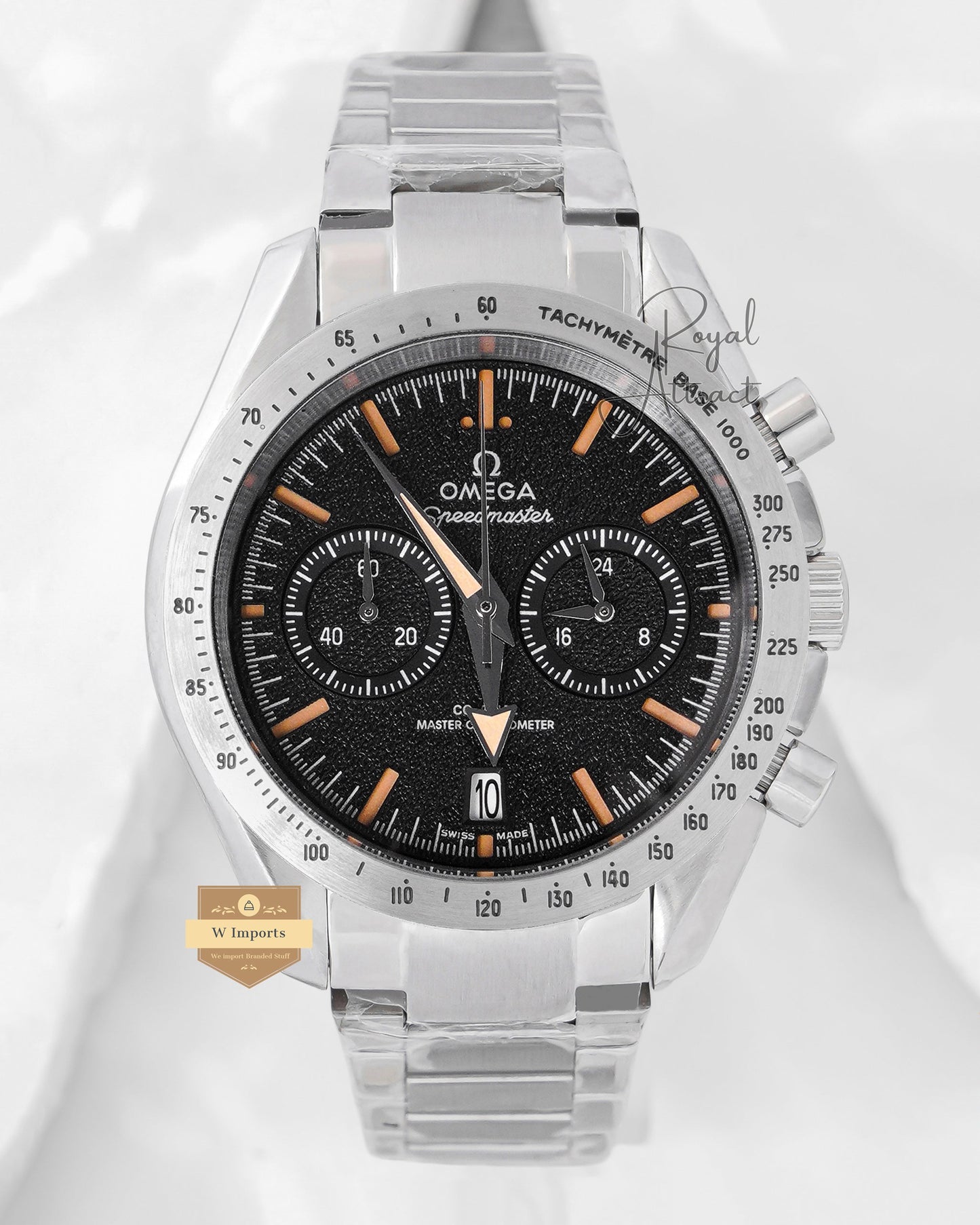 Latest Collection Chronograph Silver With Black Dial Chain Watch