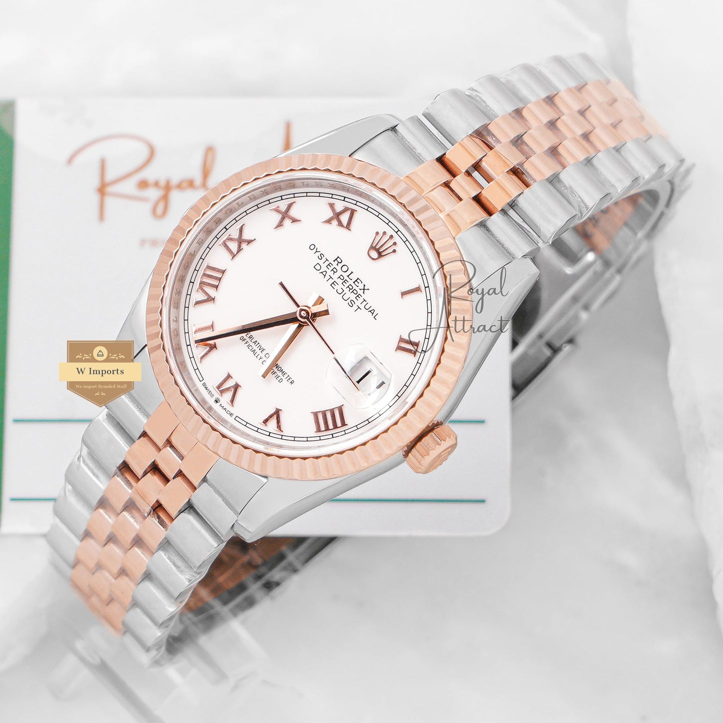 Latest Collection 36 Two Tone Rose Gold With White Dial Automatic Watch Bp Made